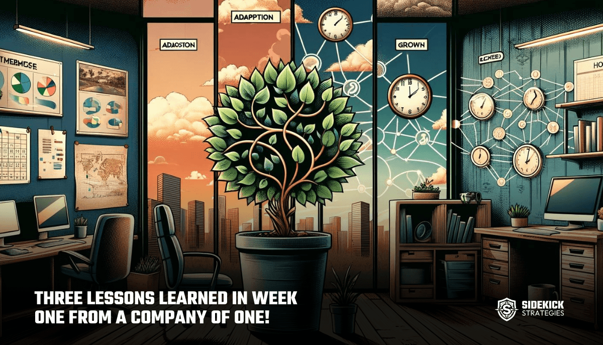 THREE LESSONS LEARNED IN WEEK ONE FROM A COMPANY OF ONE!